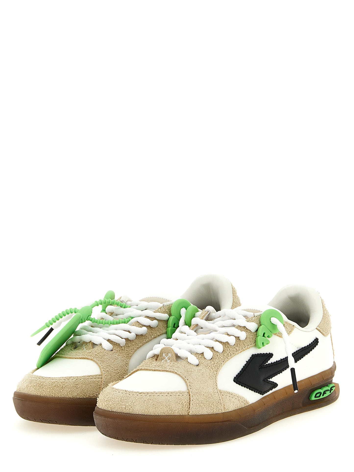 Athletic Sneakers by Off-White for women in silicone nylon suede leather multicolor, white & patterned features an effortless chic silhouette, showcasing the signature athletic style of the Play Women's Athletic Silicone Nylon Suede Leather Sneakers collection with a truly effortless chic finish.