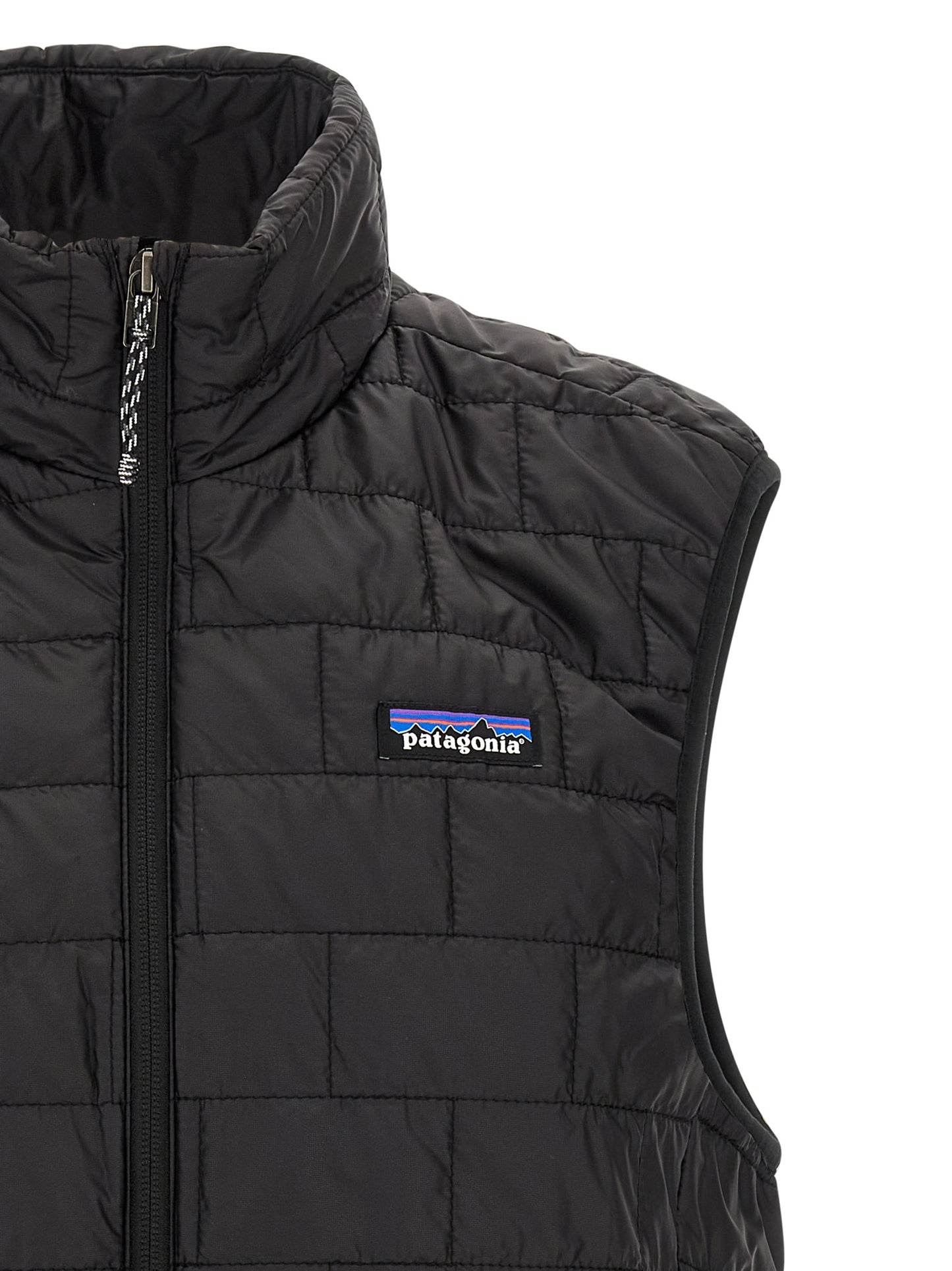 Jacket by PATAGONIA for men in polyester black & gold presents a impeccable silhouette, showcasing distinct lightweight, pockets & insulated and a impeccable high-neck neckline for a sophisticated finish.
