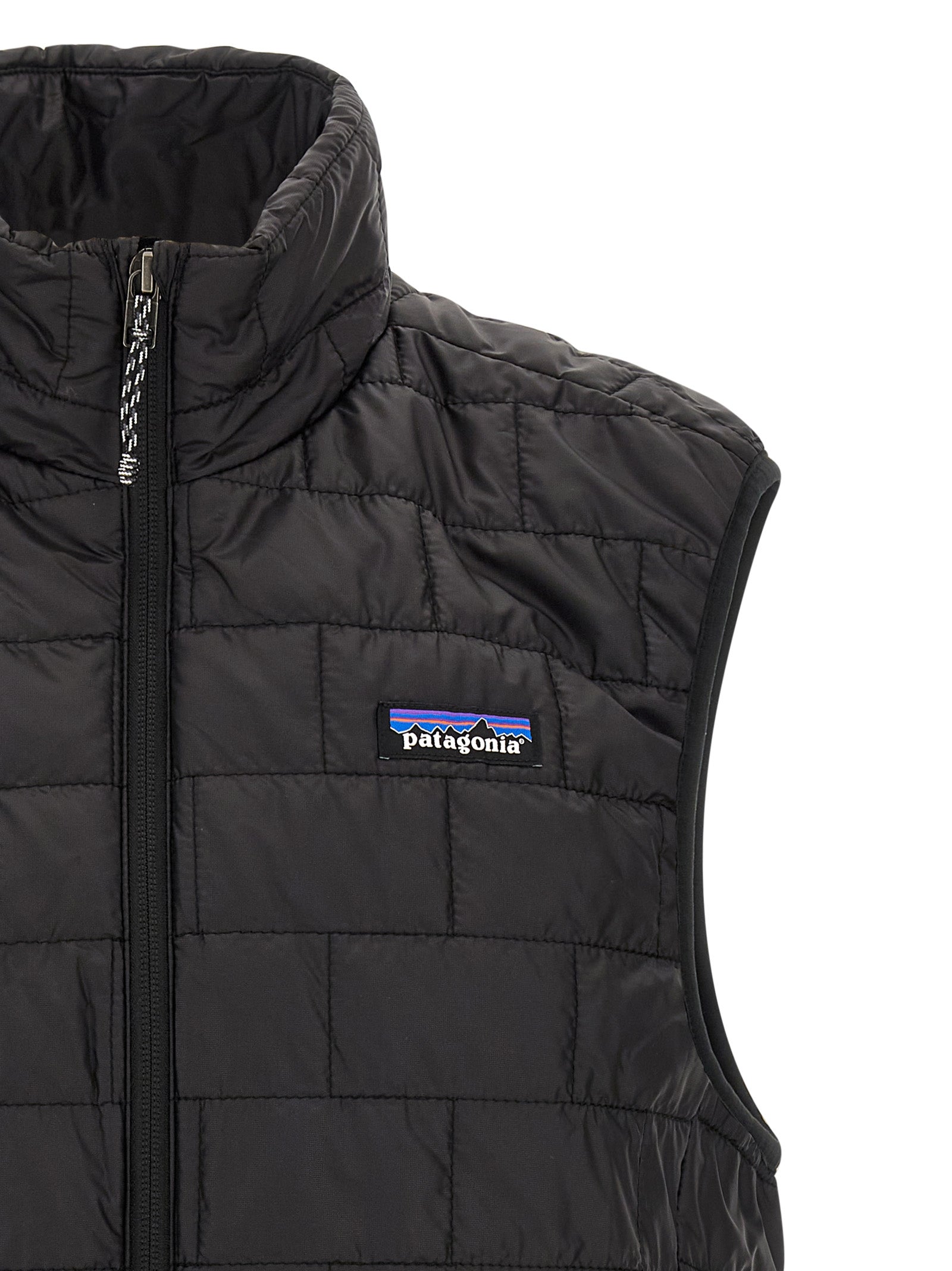 Jacket by PATAGONIA for men in polyester black & gold presents a impeccable silhouette, showcasing distinct lightweight, pockets & insulated and a impeccable high-neck neckline for a sophisticated finish.