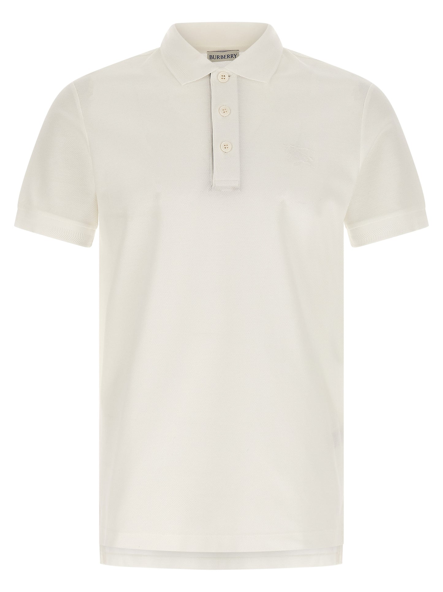 Polo Shirt by Burberry for men in cotton white, patterned, chevron & signature presents a distinguished silhouette, showcasing a sophisticated and distinguished for a truly distinguished finish.