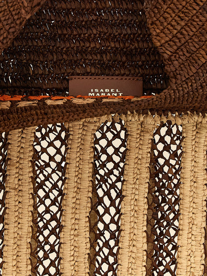 Small Shoulder Bag by Isabel Marant for women in raffia polyester polyurethane python leather brown features a effortless sophistication silhouette, secured by a with ample and versatile shoulder-strap & handle for a effortless sophistication finish.