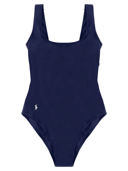 Polo Ralph Lauren Pony Women's Stretch Nylon One-Piece Swimsuit - Blue