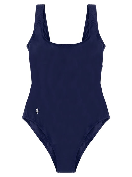 Polo Ralph Lauren Pony Women's Stretch Nylon One-Piece Swimsuit - Blue