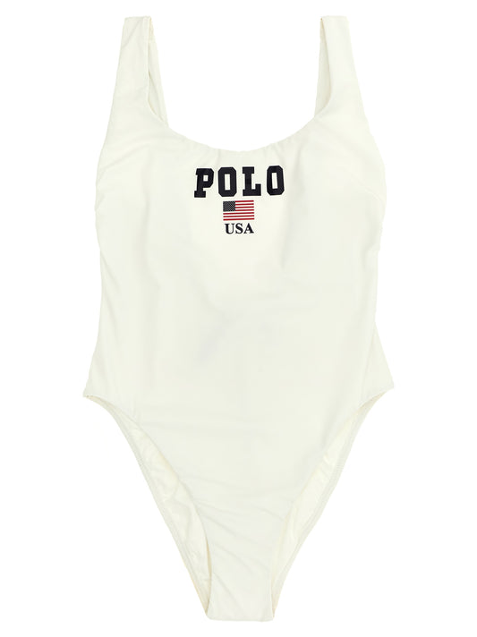 Polo Ralph Lauren Women's Stretch Nylon One-Piece Swimsuit - White Print