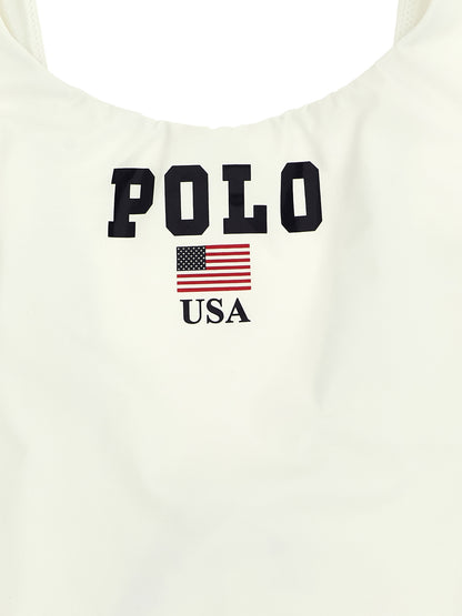 Polo Ralph Lauren Women's Stretch Nylon One-Piece Swimsuit - White Print