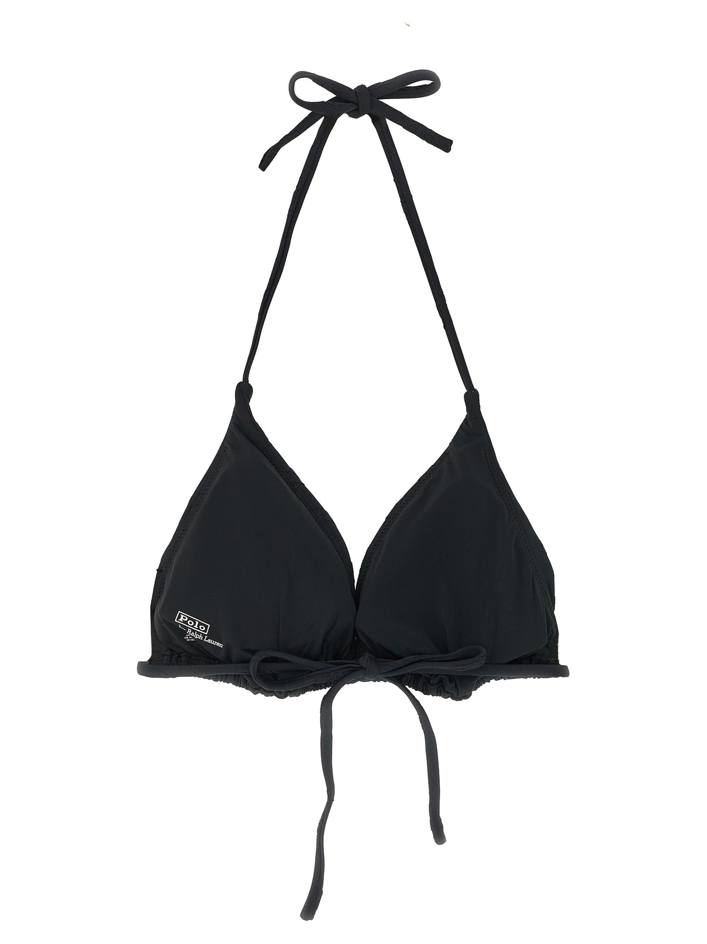 Swimwear Top by Polo Ralph Lauren for women in stretch polyester black & jacquard presents a riviera-ready silhouette, showcasing the Pony Women's Stretch Polyester Swimwear Top design with a riviera-ready look.