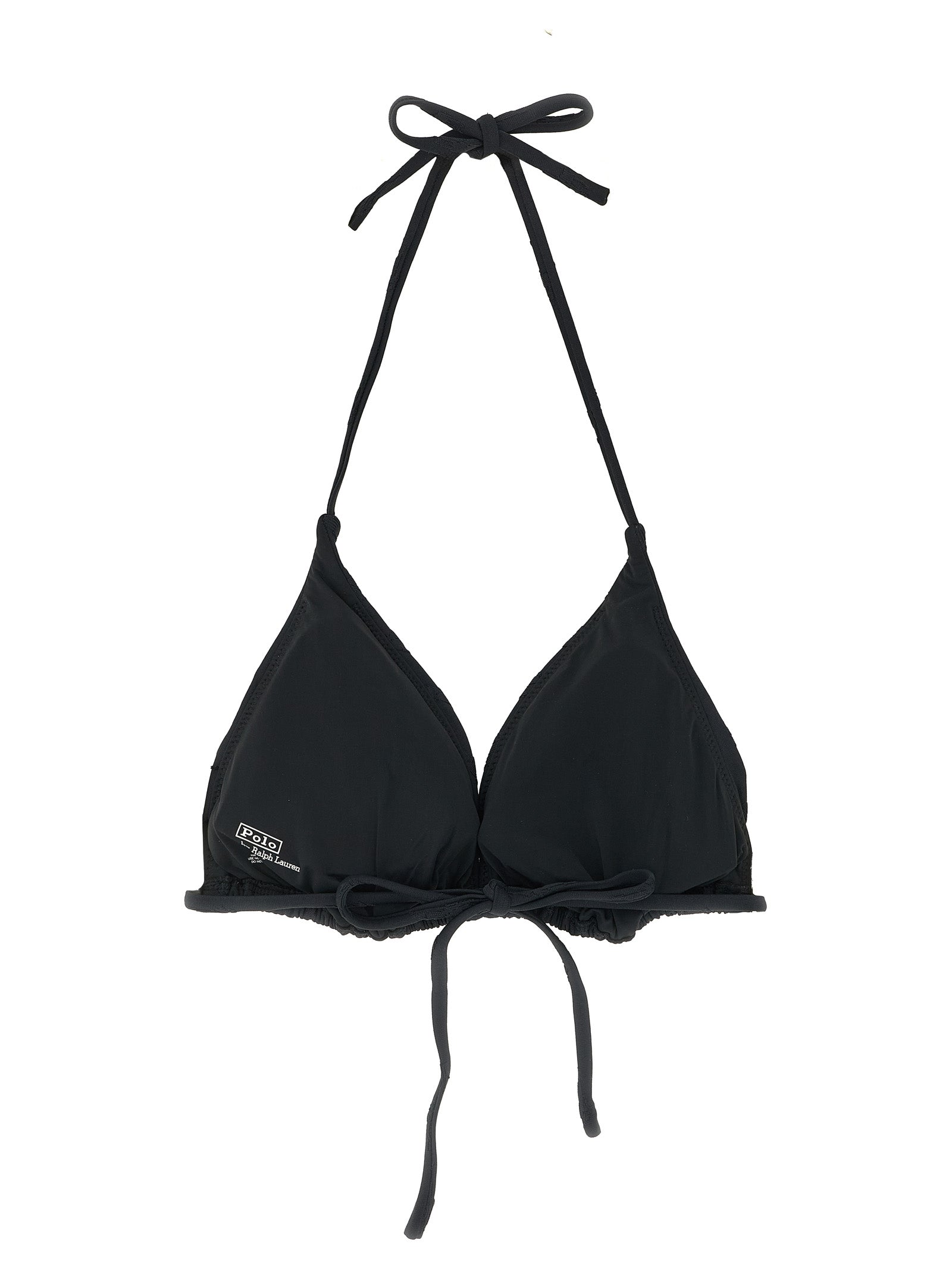 Swimwear Top by Polo Ralph Lauren for women in stretch polyester black & jacquard presents a riviera-ready silhouette, showcasing the Pony Women's Stretch Polyester Swimwear Top design with a riviera-ready look.