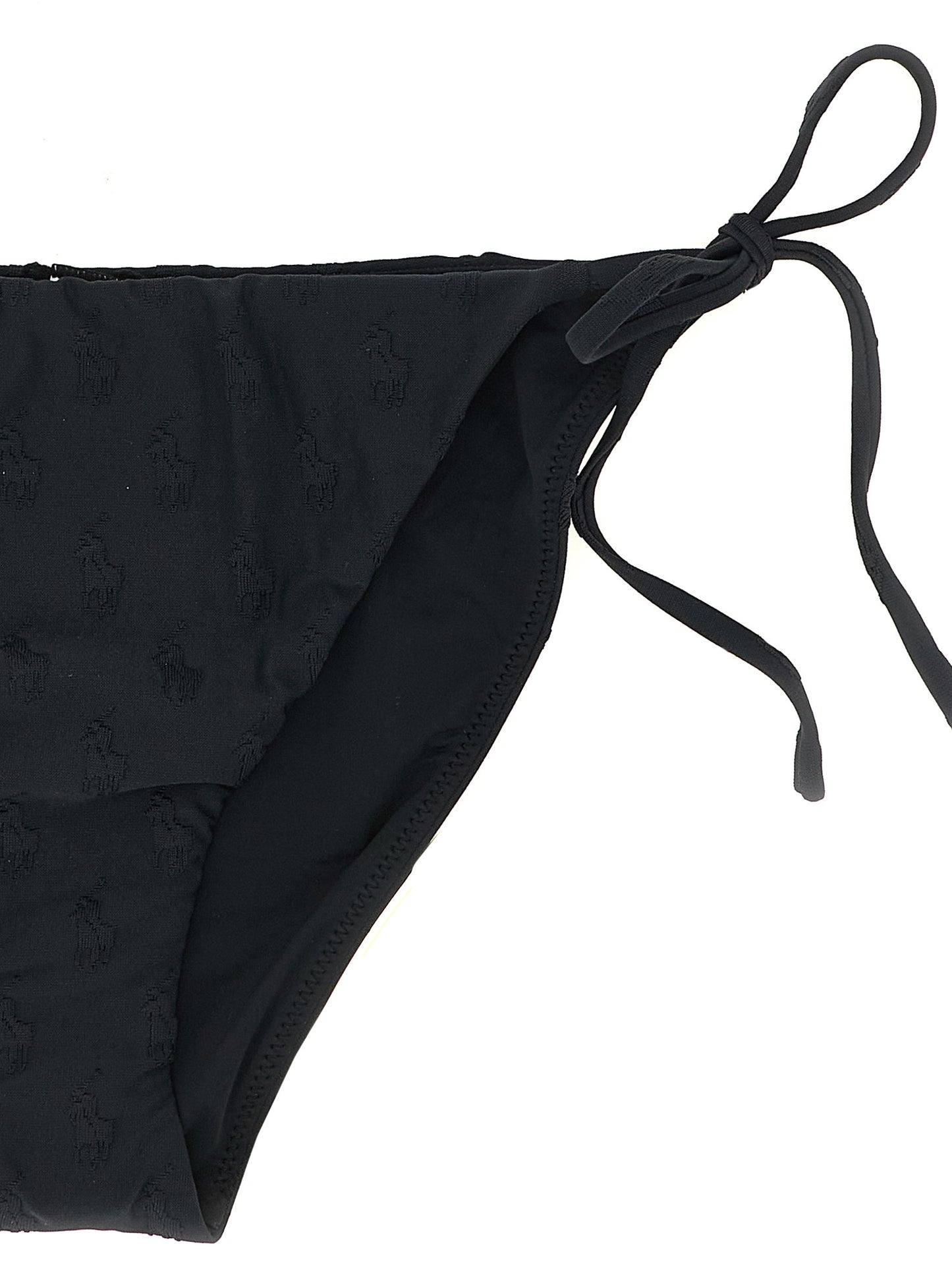 Bikini by Polo Ralph Lauren for women in stretch polyester black, patterned & jacquard features an dramatic silhouette, artfully capturing the essence of the dramatic Pony Women's Stretch Polyester Bikini design with a sophisticated dramatic cut.