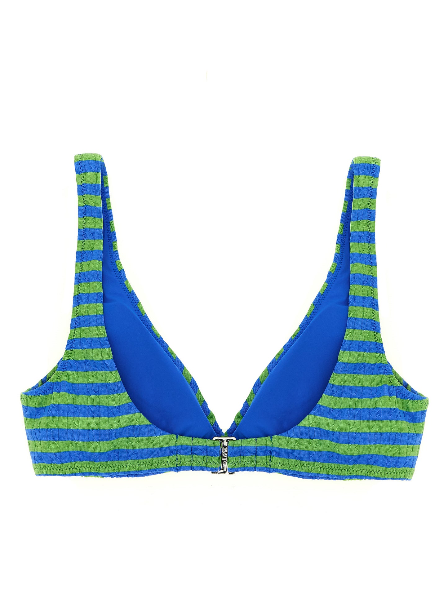 Swimwear Top by Polo Ralph Lauren for women in stretch nylon multicolor & striped presents a riviera-ready silhouette, showcasing the Pony Waves Women's Stretch Nylon Swimwear Top design with a riviera-ready look.
