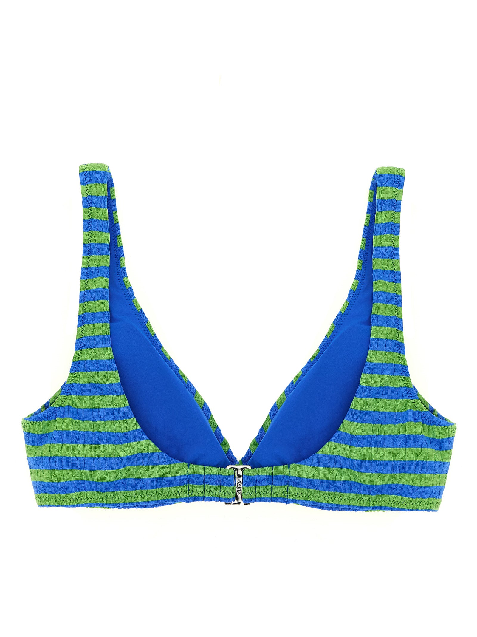 Swimwear Top by Polo Ralph Lauren for women in stretch nylon multicolor & striped presents a riviera-ready silhouette, showcasing the Pony Waves Women's Stretch Nylon Swimwear Top design with a riviera-ready look.