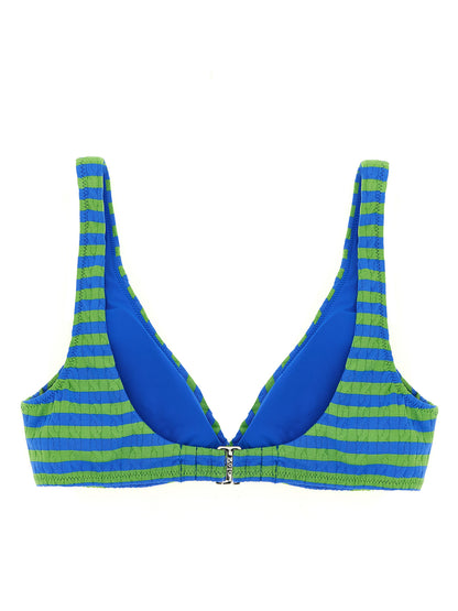 Swimwear Top by Polo Ralph Lauren for women in stretch nylon multicolor & striped presents a riviera-ready silhouette, showcasing the Pony Waves Women's Stretch Nylon Swimwear Top design with a riviera-ready look.