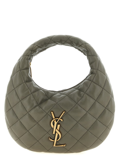 Quilted Handbag by Saint Laurent for women in lamb leather gray presents a ornamental silhouette, showcasing a secure zipper, ample , and versatile handle for a ornamental finish.