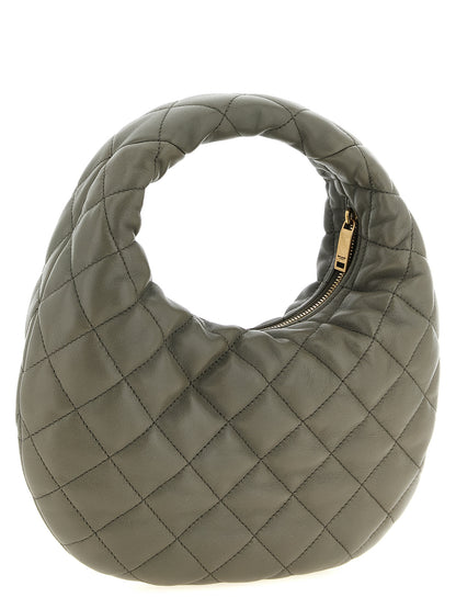 Quilted Handbag by Saint Laurent for women in lamb leather gray features a signature silhouette, showcasing a secure zipper and signature with versatile handle for a sophisticated look.