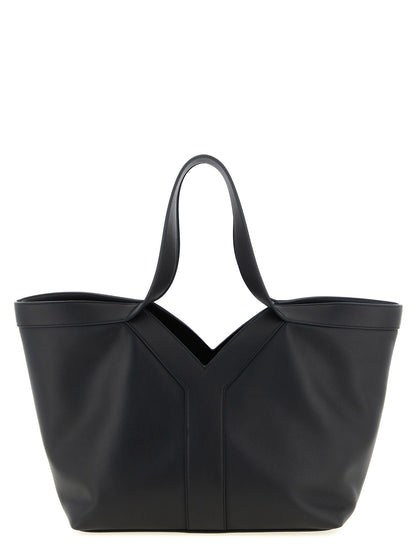 Saint Laurent Essence Suede Calfskin Leather Small Tote Bag - Black