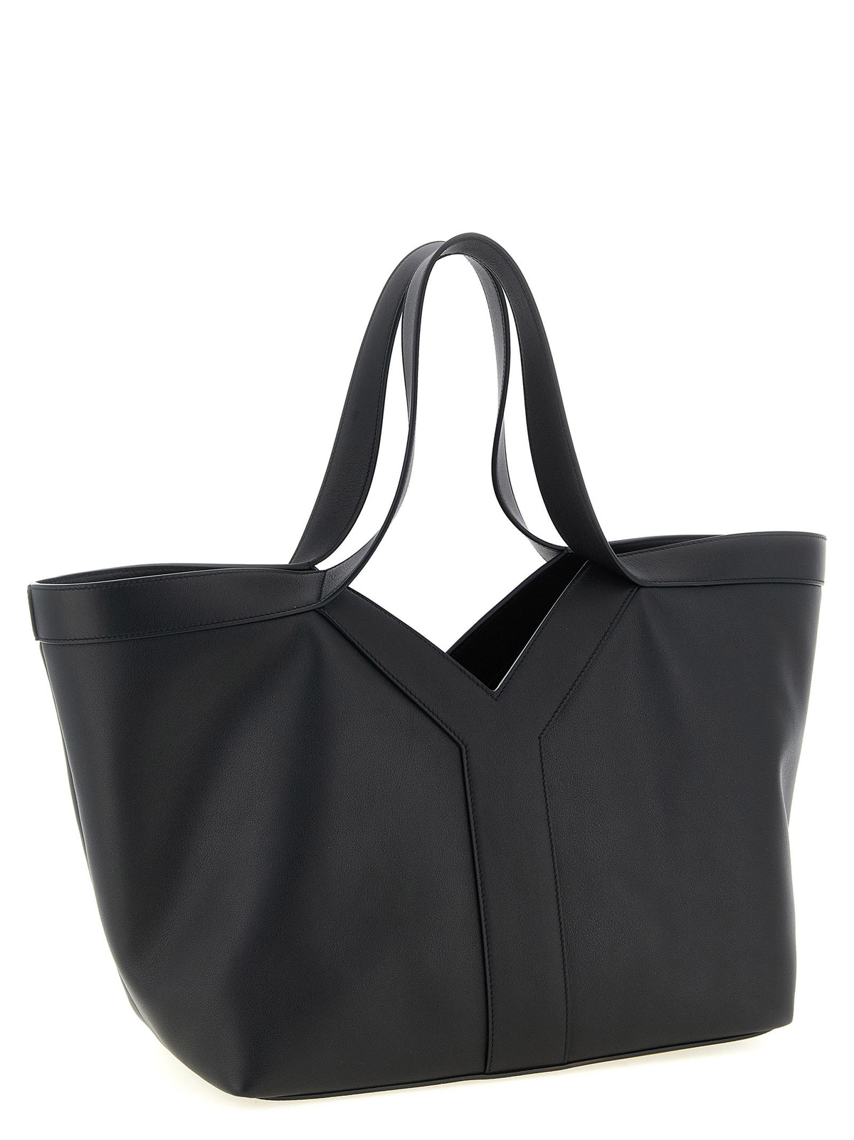 Saint Laurent Essence Suede Calfskin Leather Small Tote Bag - Black