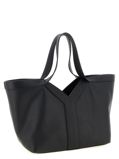Saint Laurent Essence Suede Calfskin Leather Small Tote Bag - Black