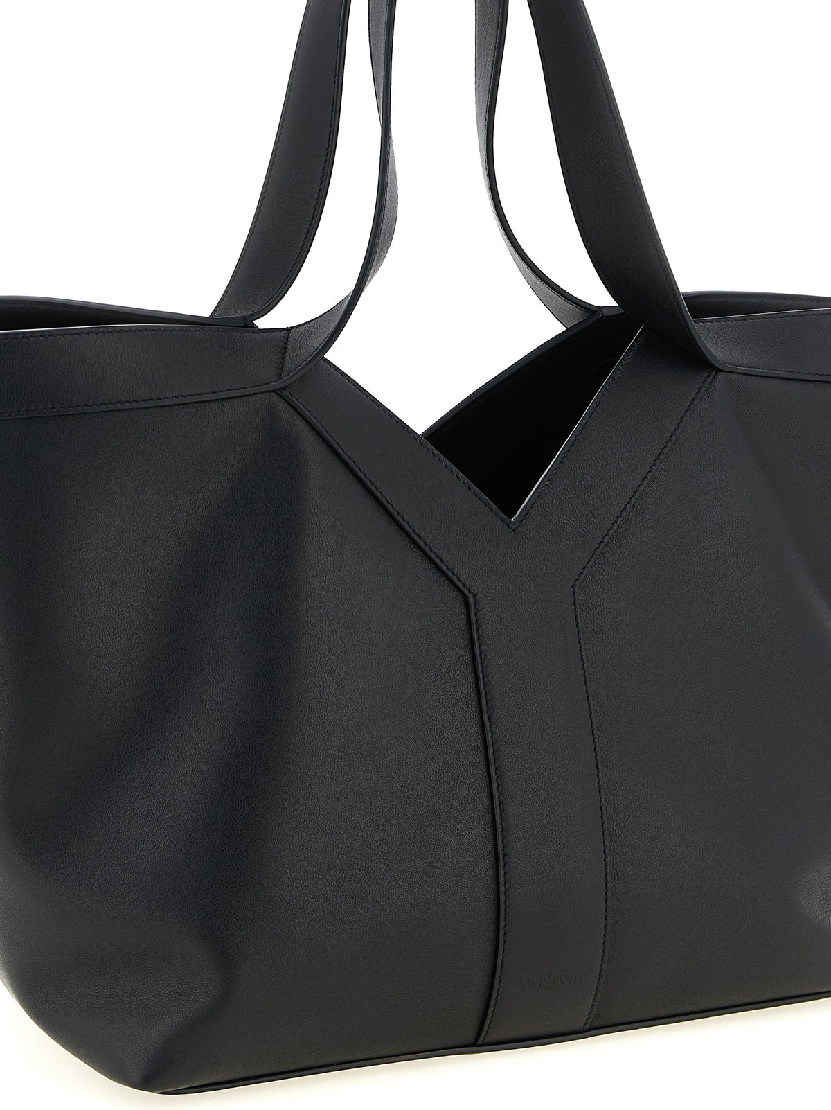Saint Laurent Essence Suede Calfskin Leather Small Tote Bag - Black