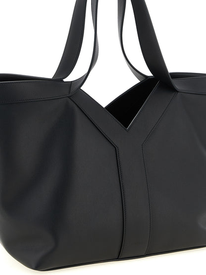 Saint Laurent Essence Suede Calfskin Leather Small Tote Bag - Black