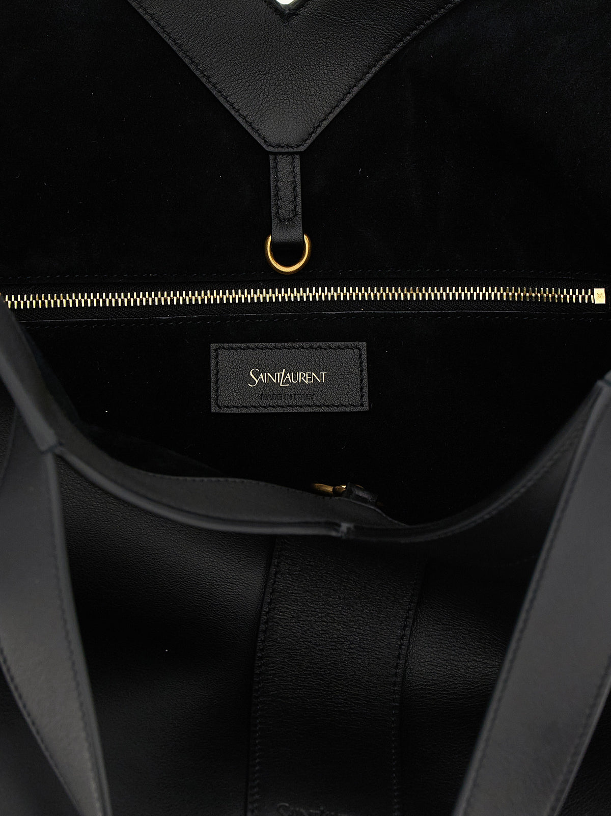 Saint Laurent Essence Suede Calfskin Leather Small Tote Bag - Black