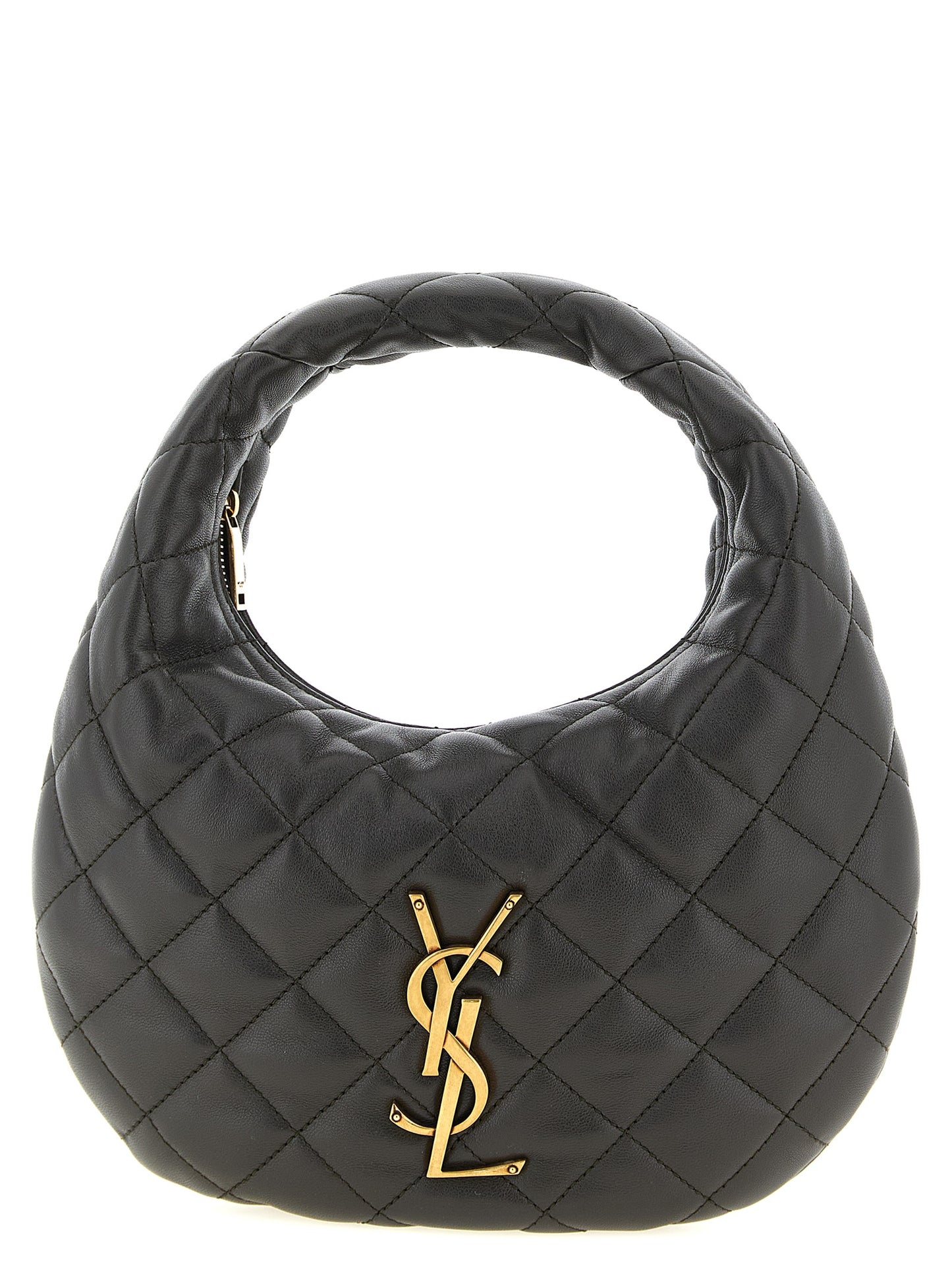 Quilted Handbag by Saint Laurent for women in lamb leather brown features an refined silhouette, showcasing a secure zipper, ample , and versatile handle for a sophisticated refined aesthetic.
