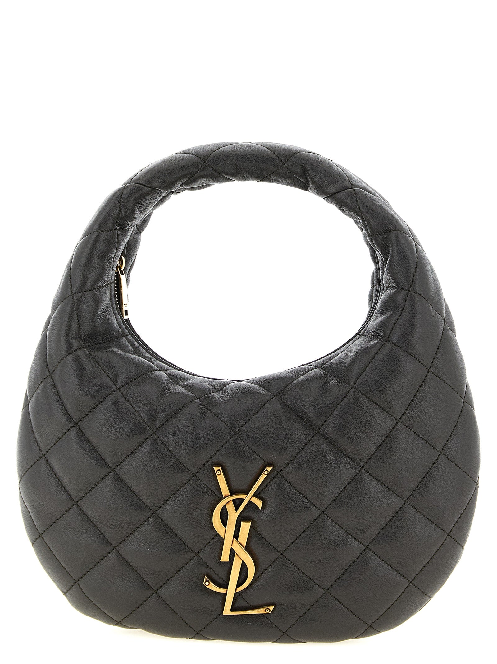 Quilted Handbag by Saint Laurent for women in lamb leather brown features an refined silhouette, showcasing a secure zipper, ample , and versatile handle for a sophisticated refined aesthetic.