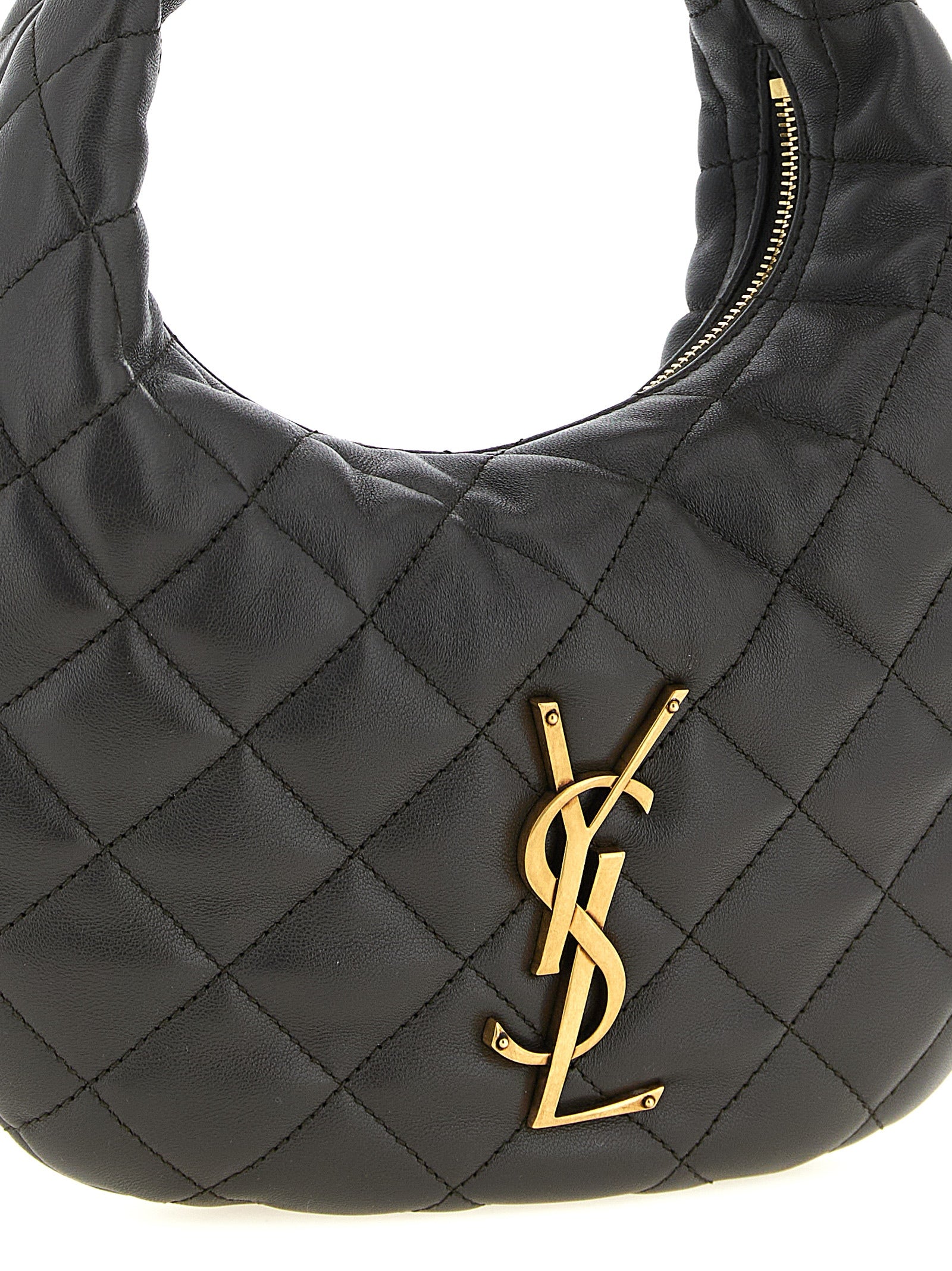 Quilted Handbag by Saint Laurent for women in lamb leather brown features a ornamental silhouette, showcasing a secure zipper, ample , and ornamental handle for a sophisticated look.