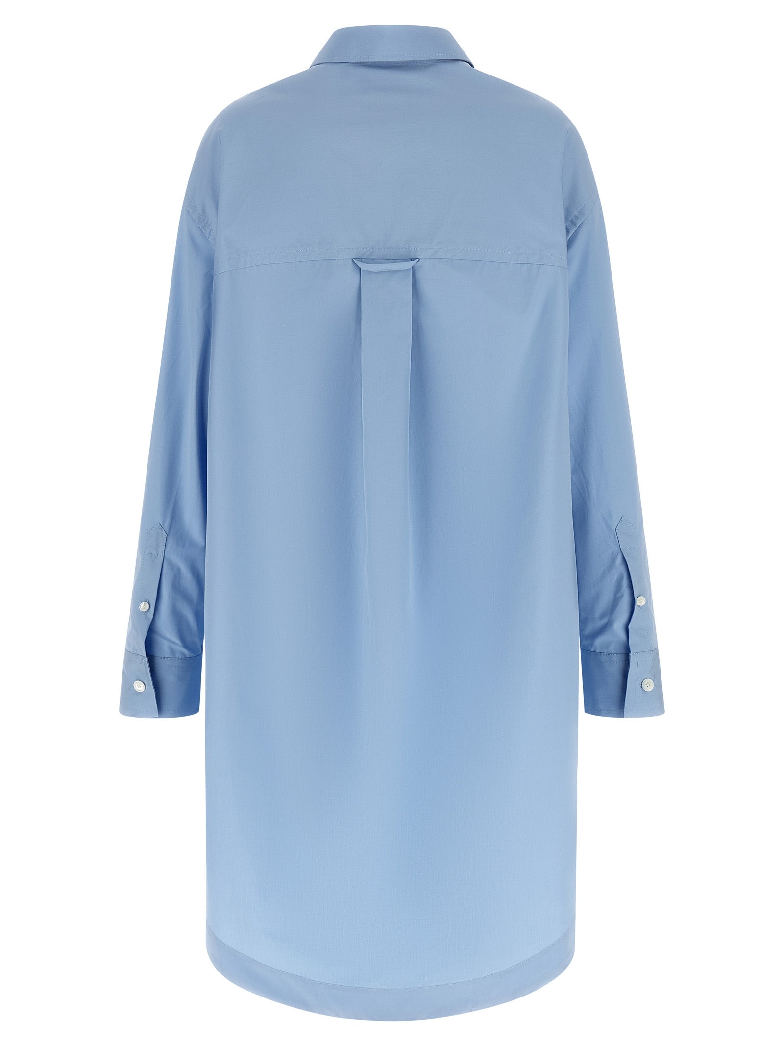 Dress by Ami Paris for women in cotton light-blue showcases a striking silhouette, elegantly detailed with a , refined , and a striking midi for a striking finish.