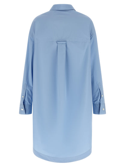 Dress by Ami Paris for women in cotton light-blue showcases a striking silhouette, elegantly detailed with a , refined , and a striking midi for a striking finish.