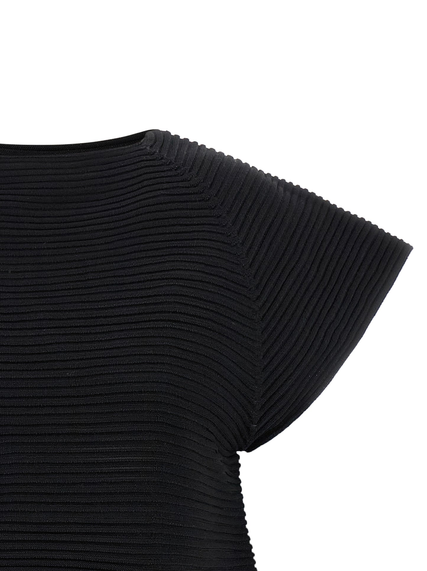 Issey Miyake Women's Flared Short-Sleeve Crew Neck Polyester & Nylon Dress - Black