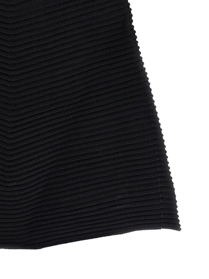 Issey Miyake Women's Flared Short-Sleeve Crew Neck Polyester & Nylon Dress - Black