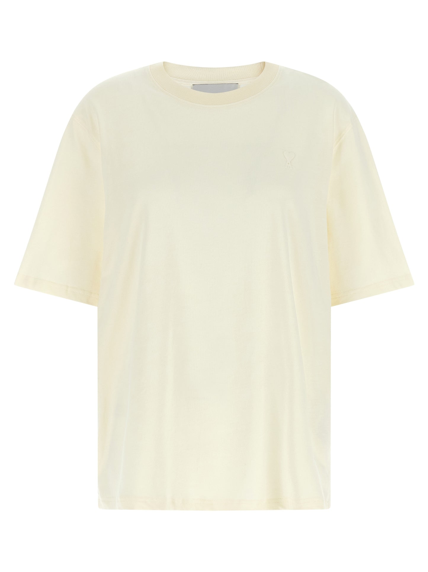 Ami Paris Women's Relaxed Fit Short-Sleeve Crew Neck Cotton T-Shirt - White