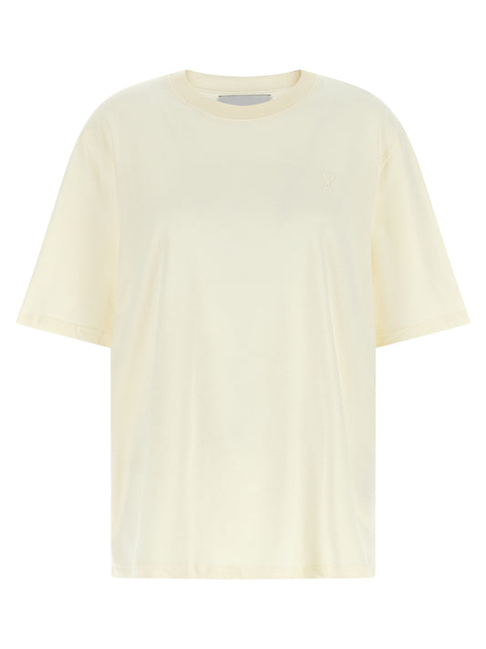 Ami Paris Women's Relaxed Fit Short-Sleeve Crew Neck Cotton T-Shirt - White