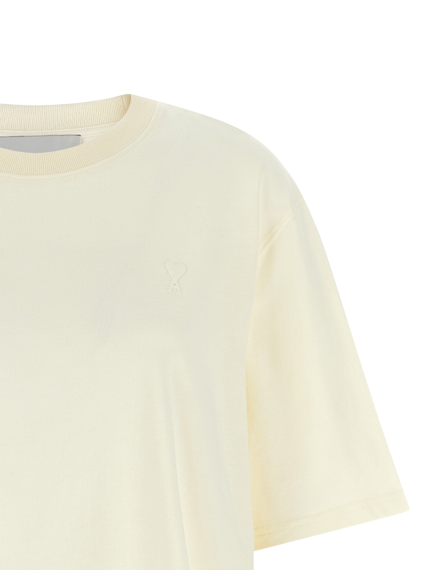 Ami Paris Women's Relaxed Fit Short-Sleeve Crew Neck Cotton T-Shirt - White