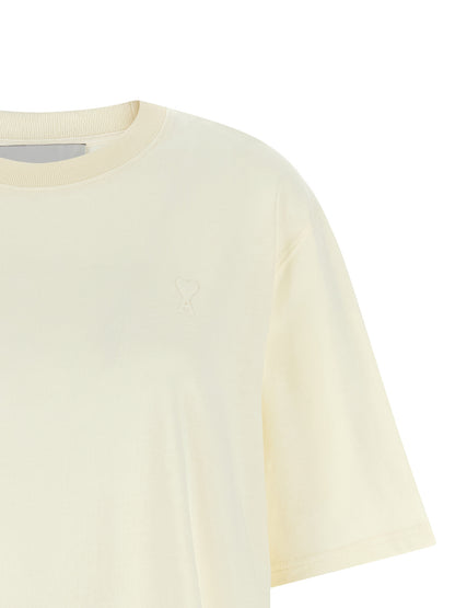 Ami Paris Women's Relaxed Fit Short-Sleeve Crew Neck Cotton T-Shirt - White