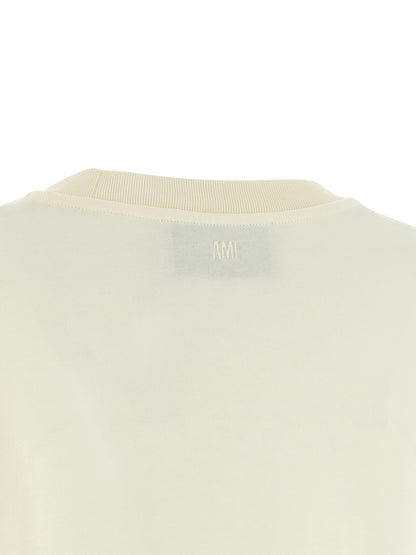 Ami Paris Women's Relaxed Fit Short-Sleeve Crew Neck Cotton T-Shirt - White