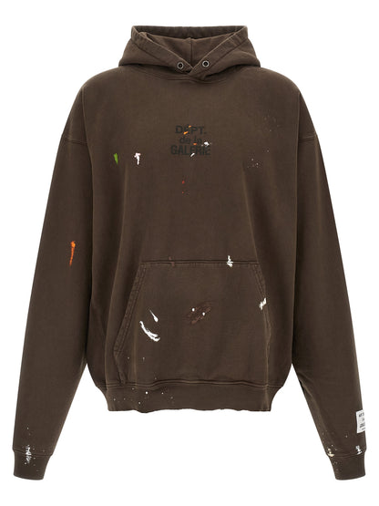 Sweatshirt Hoodie by GALLERY DEPT. for men in cotton brown & print features an luminous silhouette, showcasing a sophisticated hooded neckline and long-sleeve for a truly luminous look.