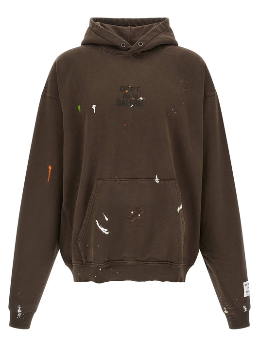 Sweatshirt Hoodie by GALLERY DEPT. for men in cotton brown & print features an luminous silhouette, showcasing a sophisticated hooded neckline and long-sleeve for a truly luminous look.