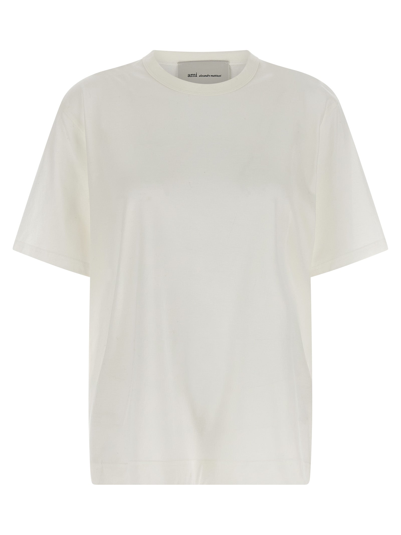T-Shirt by Ami Paris for women in cotton transparent & white features an edgy silhouette, meticulously detailed with a sophisticated and crew neckline for a truly edgy finish.