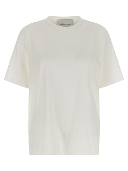 T-Shirt by Ami Paris for women in cotton transparent & white features an edgy silhouette, meticulously detailed with a sophisticated and crew neckline for a truly edgy finish.