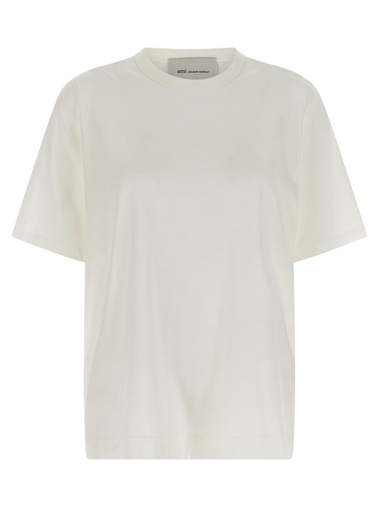 T-Shirt by Ami Paris for women in cotton transparent & white features an edgy silhouette, meticulously detailed with a sophisticated and crew neckline for a truly edgy finish.