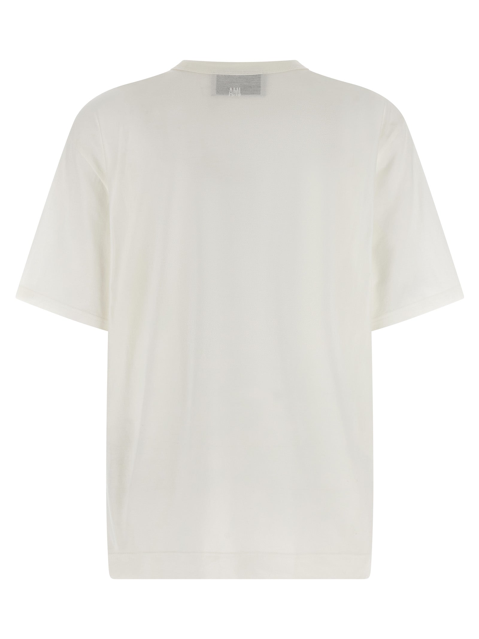 T-Shirt by Ami Paris for women in cotton transparent & white features a plush silhouette, showcasing a sophisticated crew neckline and for a truly plush finish.