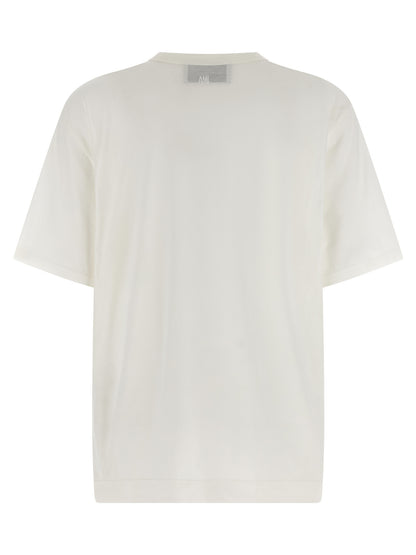 T-Shirt by Ami Paris for women in cotton transparent & white features a plush silhouette, showcasing a sophisticated crew neckline and for a truly plush finish.