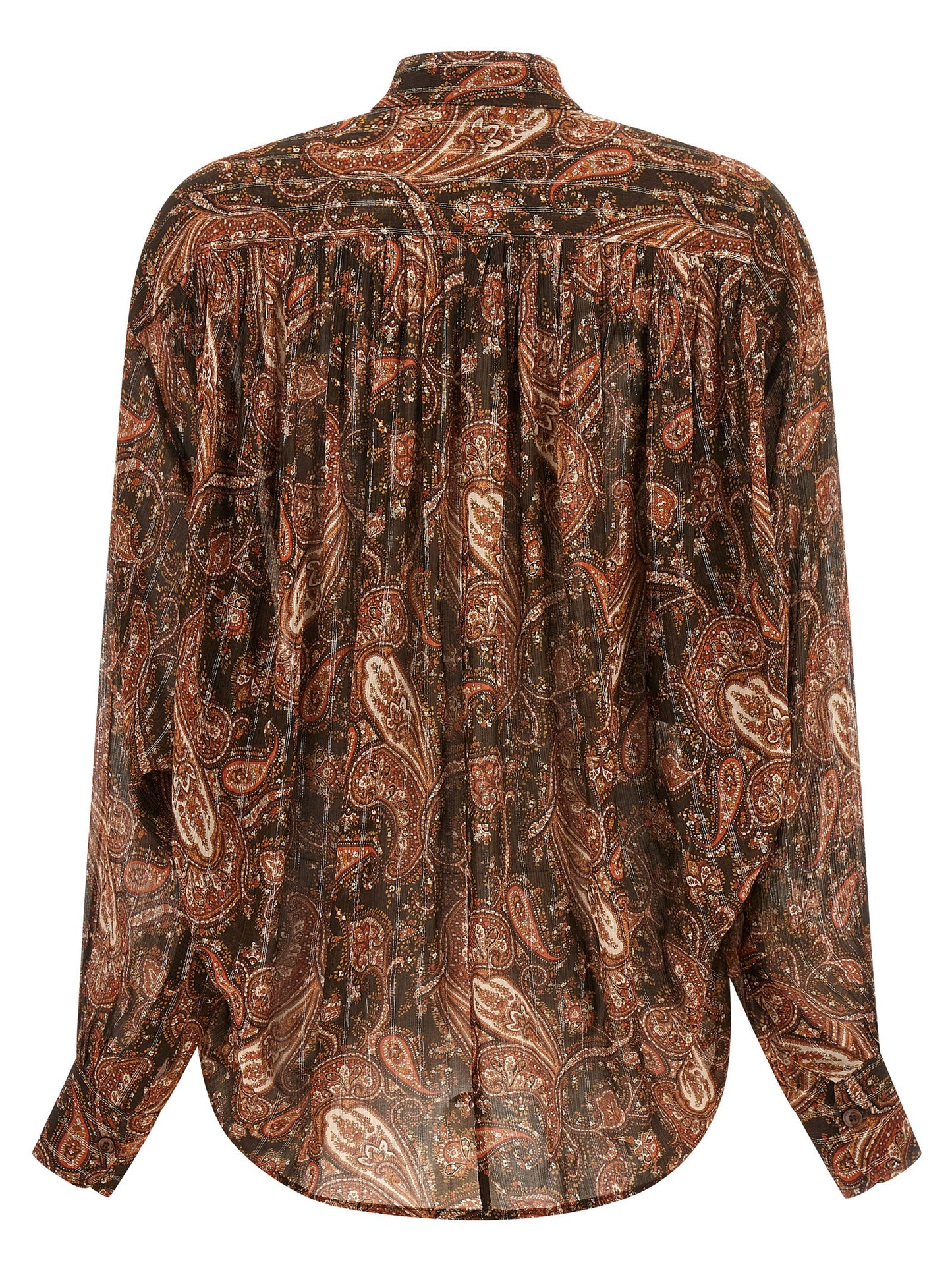 The Andamane Women's Mandarin Neck Viscose & Silk Blouse - Multicolor Patterned Paisley