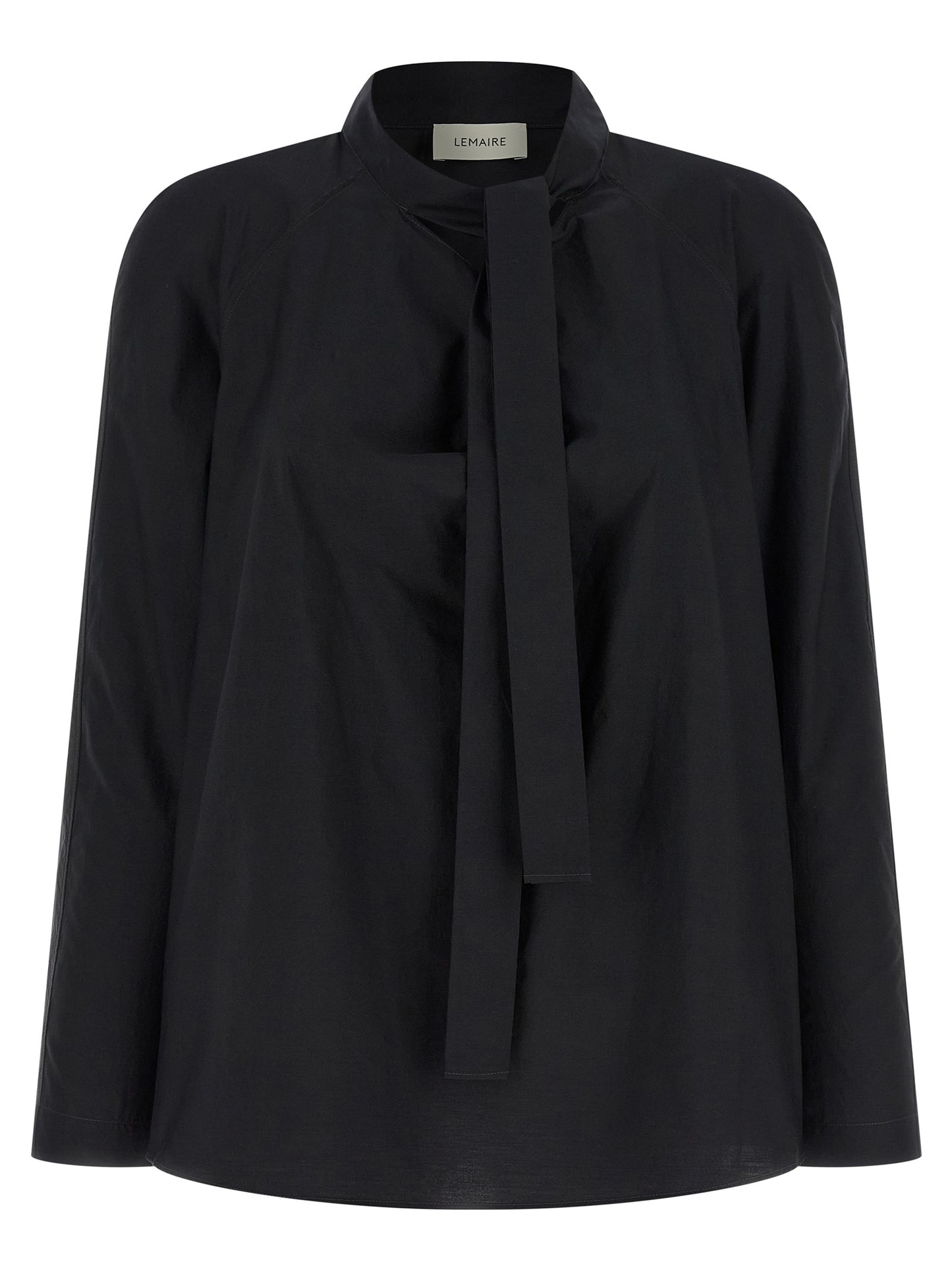 Blouse by Lemaire for women in cotton & silk black showcases a sleek silhouette, elegantly detailed with a sleek round neckline and for a sleek finish.