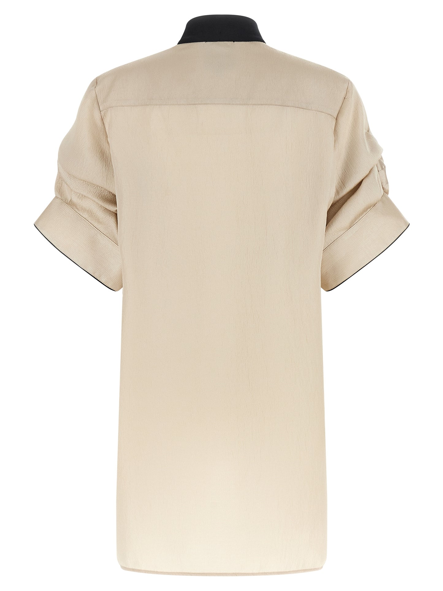 Blouse by MAISON JEJIA for women in silk polyester satin beige presents a discerning silhouette, showcasing a sophisticated mandarin neckline and for a truly discerning finish.