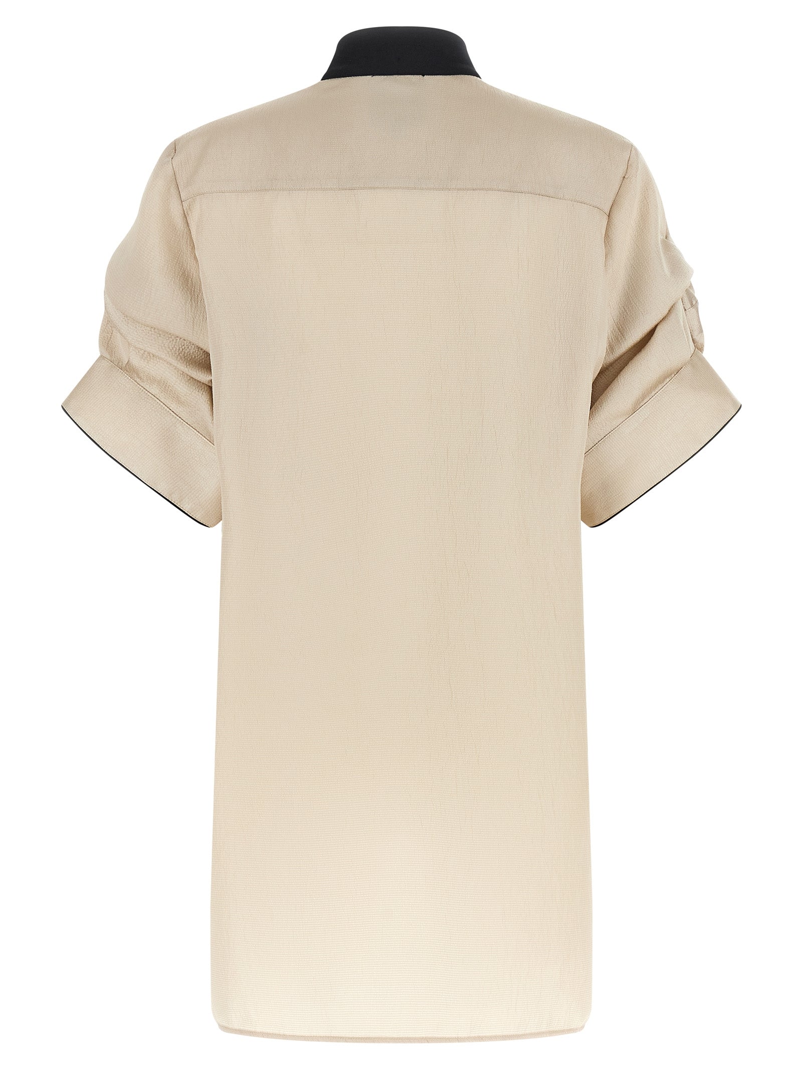 Blouse by MAISON JEJIA for women in silk polyester satin beige presents a discerning silhouette, showcasing a sophisticated mandarin neckline and for a truly discerning finish.