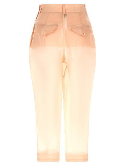 Trousers by MAISON JEJIA for women in silk multicolor, pearl, pink & transparent features a tailored silhouette with a tailored , defined by its long and a sophisticated high rise.
