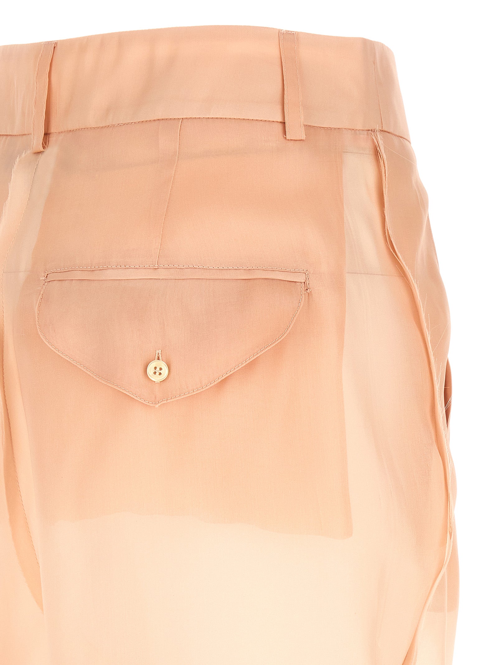 Trousers by MAISON JEJIA for women in silk multicolor, pearl, pink & transparent features an sartorial silhouette, showcasing a precise and long with a sartorial high rise for a refined look.