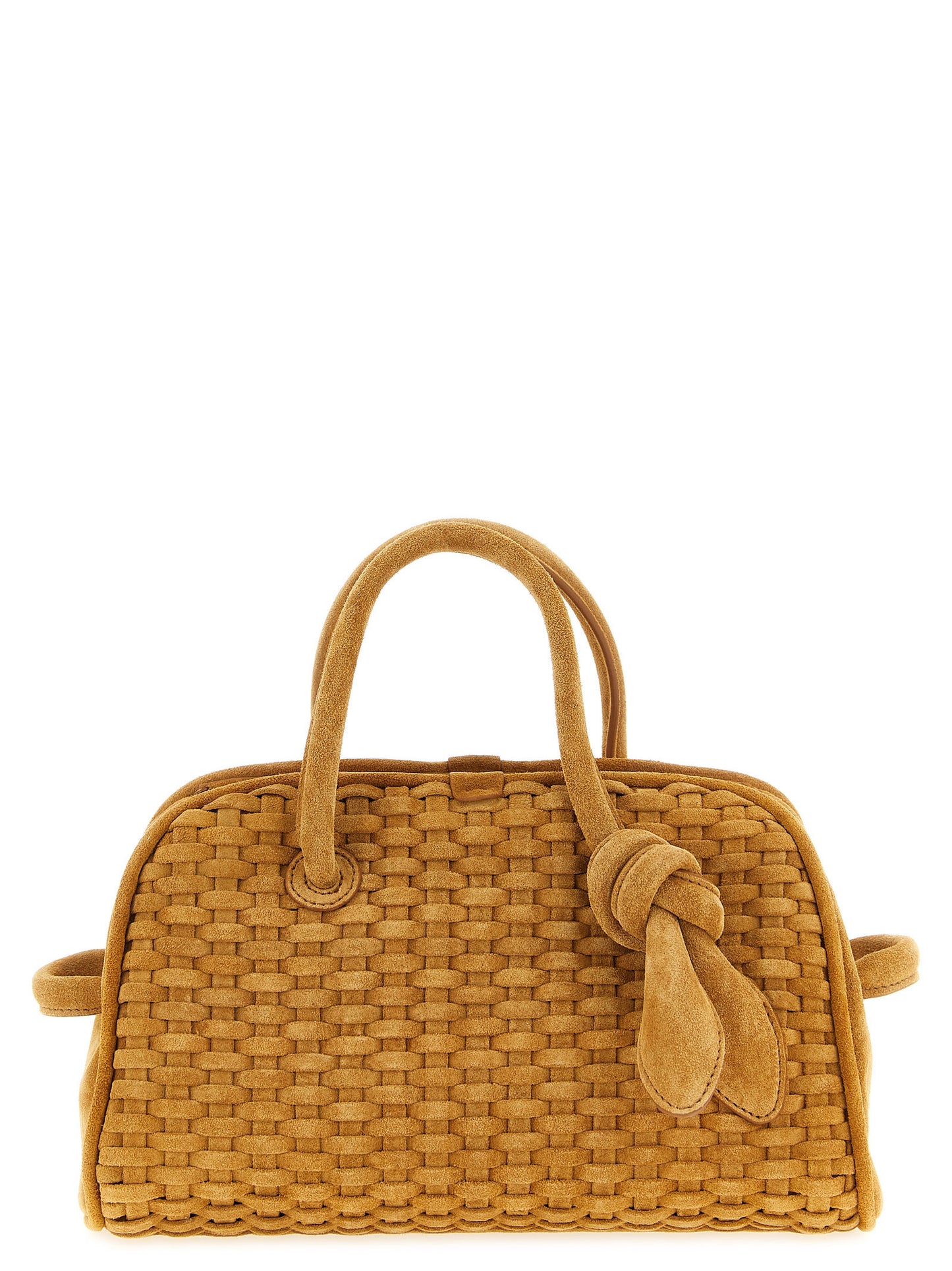 Bowling Handbag by Jacquemus for women in calfskin leather beige & natural features an refined silhouette, showcasing a secure zipper, ample , and versatile shoulder-strap, adjustable-strap & handle for a sophisticated refined aesthetic.