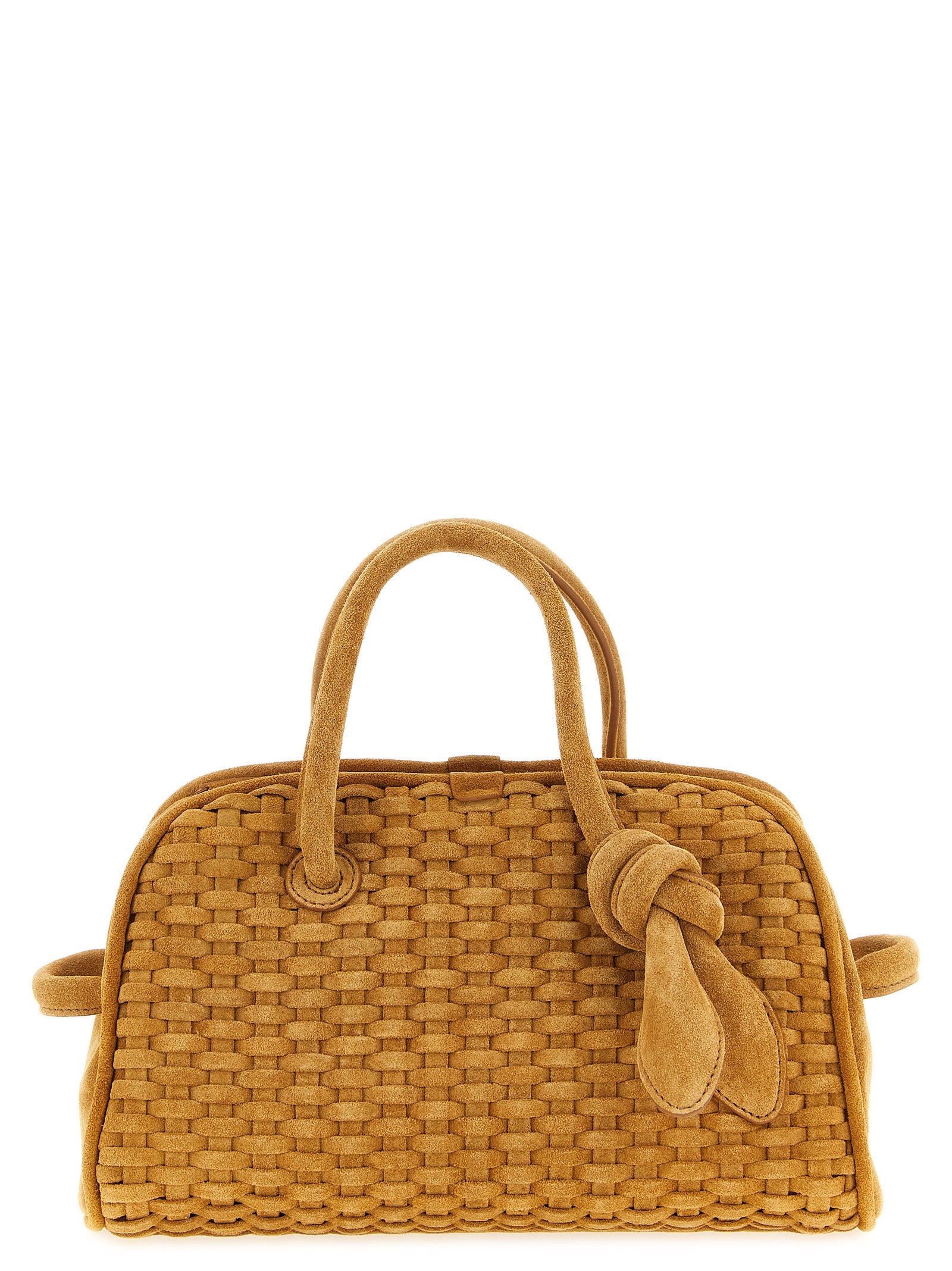 Bowling Handbag by Jacquemus for women in calfskin leather beige & natural features an refined silhouette, showcasing a secure zipper, ample , and versatile shoulder-strap, adjustable-strap & handle for a sophisticated refined aesthetic.